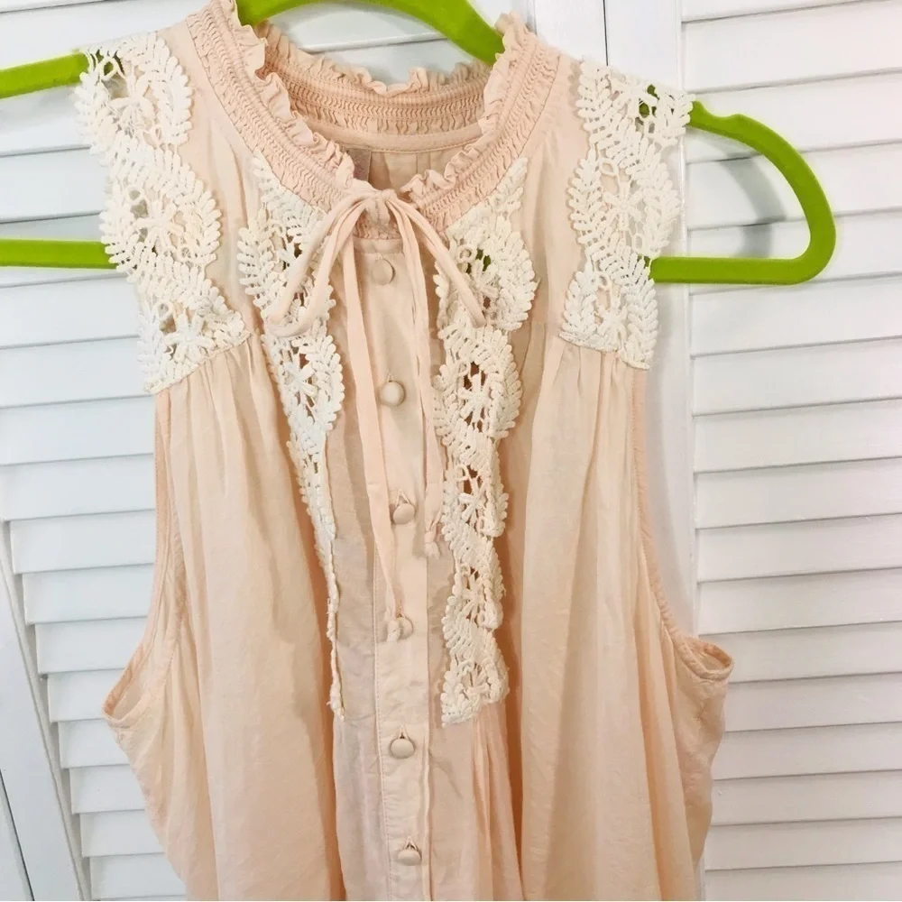 FREE PEOPLE Light Pink Button Down Blouse Size Large